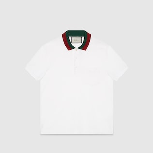 Polo en coton avec col ruban Web
