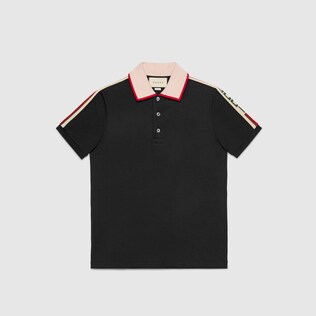 Poloshirt aus Baumwolle mit Gucci Streifen