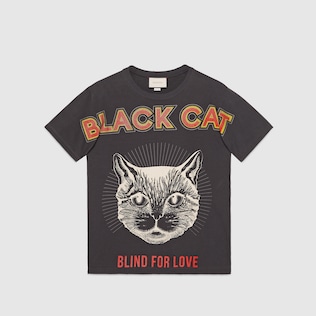T-shirt oversize con stampa Black Cat
