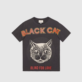 T-shirt oversize à imprimé chat noir