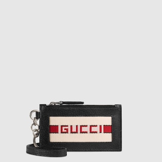 Gucci stripe leather card case