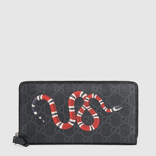 Brieftasche mit Rundumreißverschluss aus GG Supreme mit Kingsnake-Print