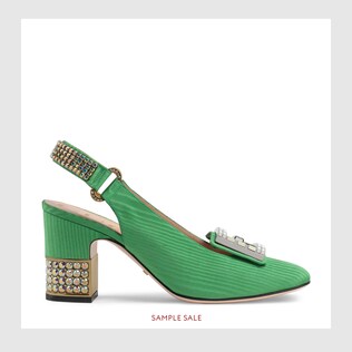 Moiré mid-heel pump with crystal G