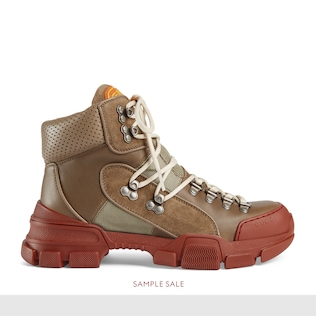 Leather and canvas trekking boot