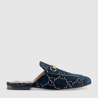 Slipper Princetown de Terciopelo con GG