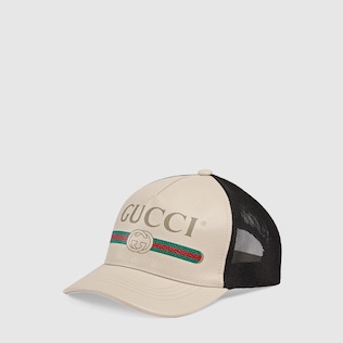 Gucci Print leather baseball hat