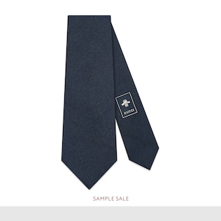 Panther face underknot silk wool tie