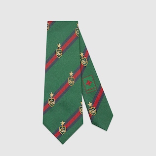 Web crest silk tie