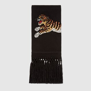 Crystal tiger wool cashmere scarf