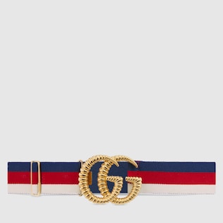 Web elastic belt with torchon Double G buckle