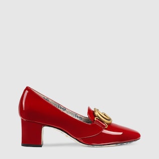 Escarpins à talons moyens en cuir verni avec Double G