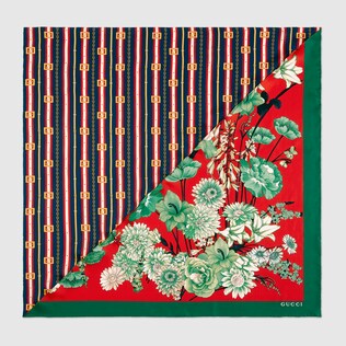 Square GG belts and spring bouquet silk scarf