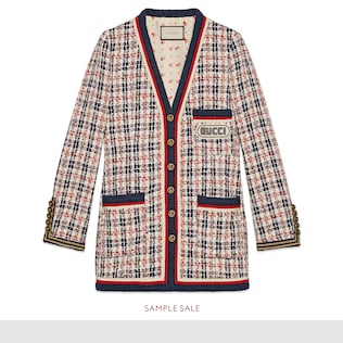Giacca a motivo scozzese con patch Gucci