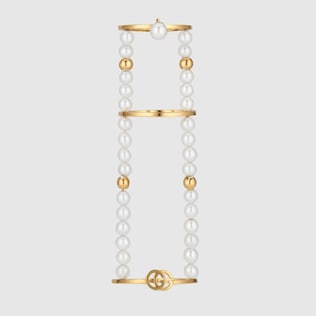 GG Running chain ring with pearls