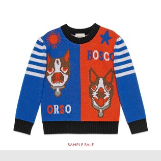 Maglione in lana con Bosco e Orso