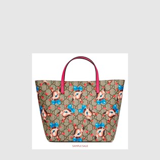 Borsa shopping con stampa cerbiatti su motivo GG