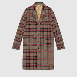 Check wool coat