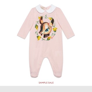 Baby sleepsuit with fawn print