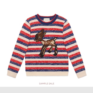 Kinder Rehkitz-Pullover aus Wolle und Lurex