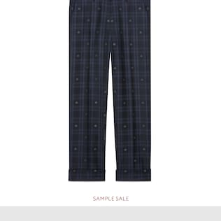 Pantalon ajusté à carreaux et abeille