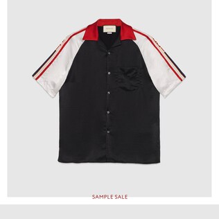 Bowling-Shirt aus Acetat mit Gucci Streifen