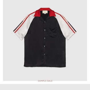 Chemise de bowling en acétate avec bande Gucci