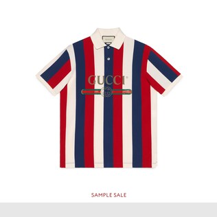 Polo à rayures baiadera et logo Gucci