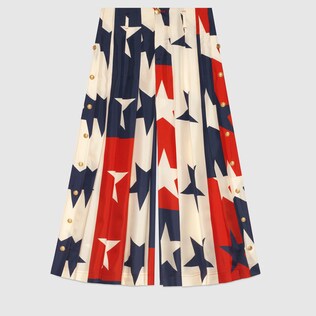 Star pattern silk pleated pant
