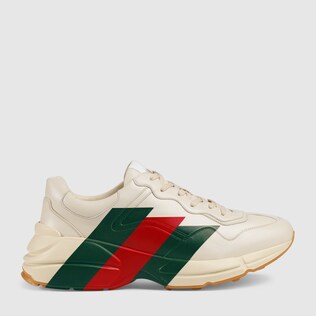 Rhyton Web print leather sneaker