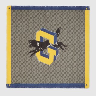 Foulard motivo GG con lupo