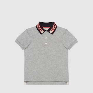 〔チルドレンズ〕GUCCI ストライプ コットン ポロシャツ