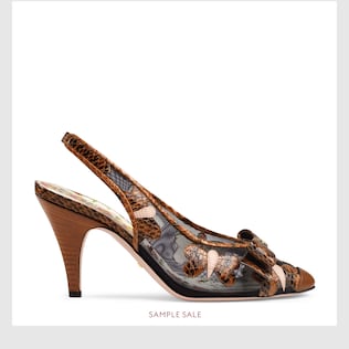 Snakeskin butterflies mid-heel slingback pump
