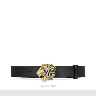Ceinture en cuir avec tête de tigre