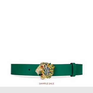 Cintura in pelle con testa di tigre