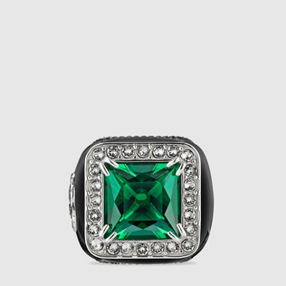 Ring with stone and crystals