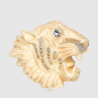 Resin tiger head brooch