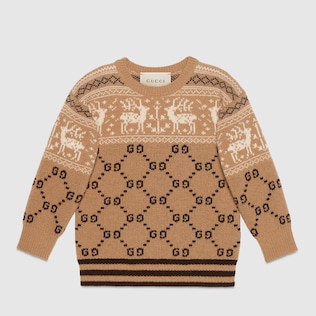 Maglione in lana con GG e renne