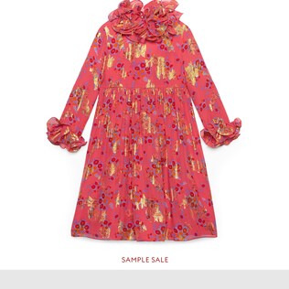 Children's bouquets print silk dress