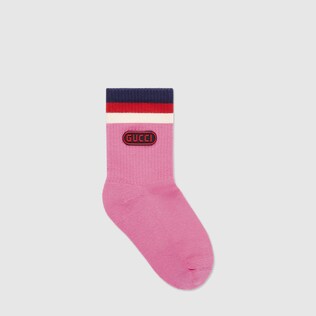 Calzini in cotone con patch Gucci game