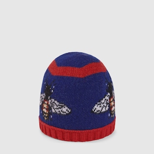 Bonnet pour bébé en laine avec jacquard abeille