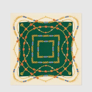 Silk scarf with GG jewels print