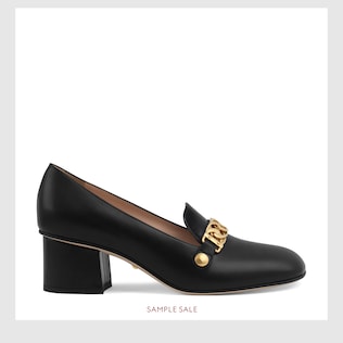 Décolleté tacco medio in pelle con catena Sylvie
