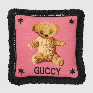 Coussin à broderie ours en peluche