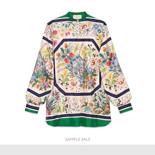 Chemise en soie à imprimé fleuri