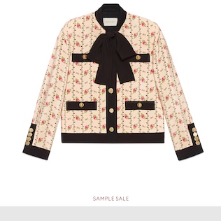 Chaqueta de Crepé Marocain de Seda con Estampado de Rosa