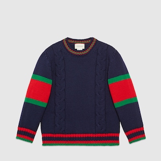 Children's cable knit wool jumper