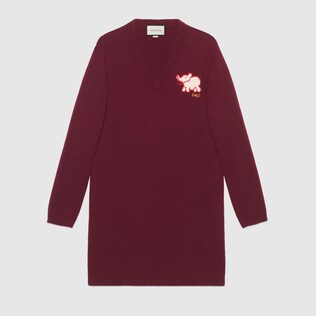 Long wool sweater with elephant