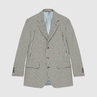 Chaqueta Tipo Capa de Lana de Pata de Gallo