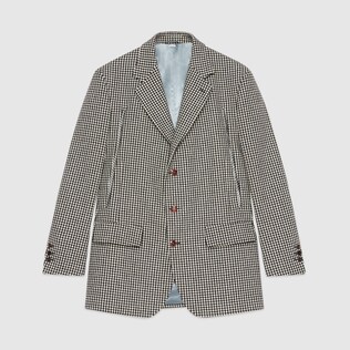 Houndstooth wool cape jacket