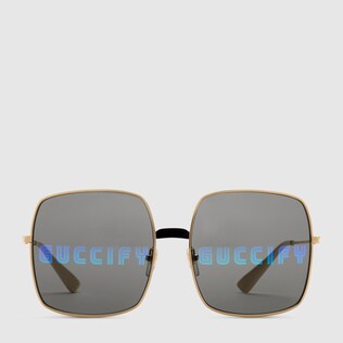 Rectangular-frame metal sunglasses
